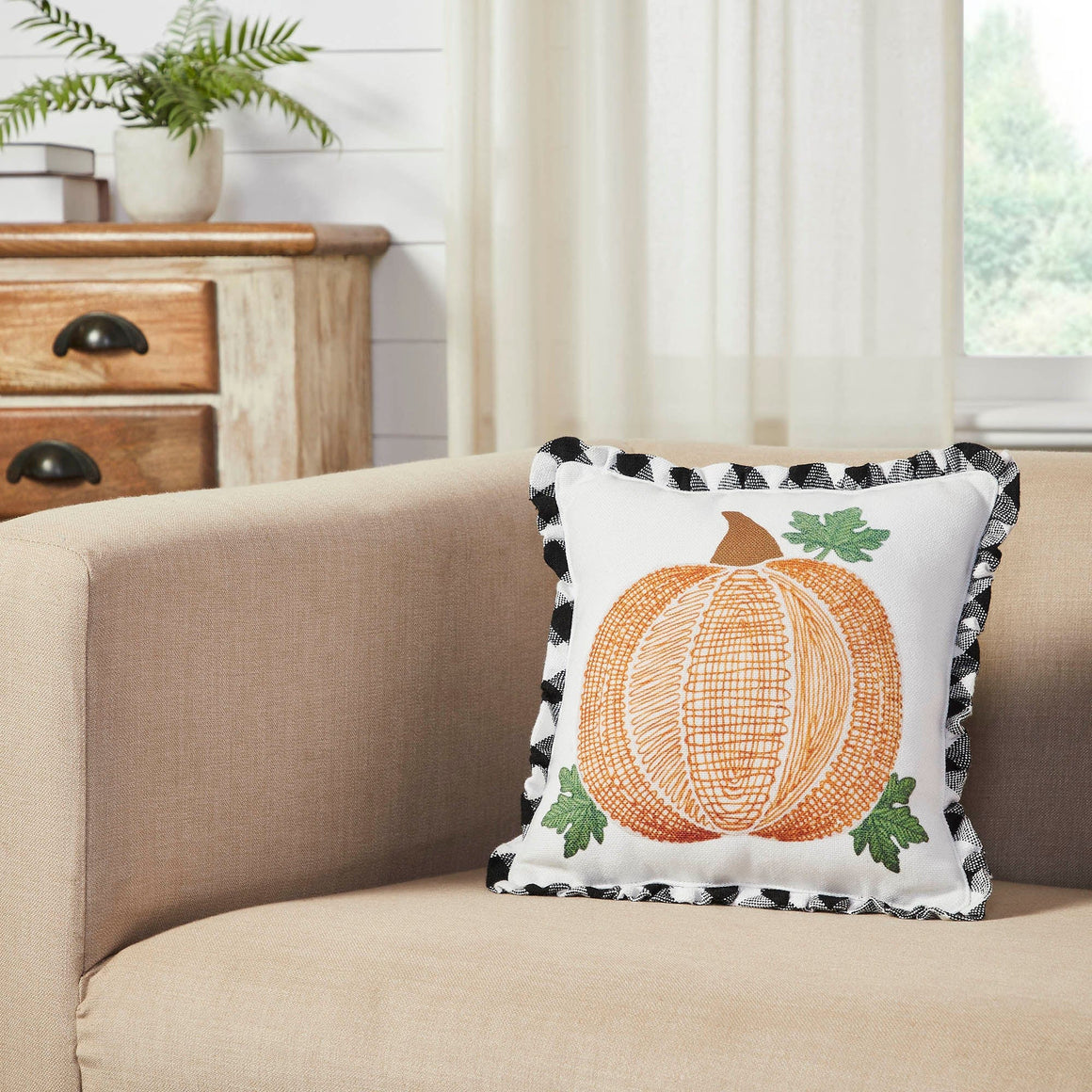 Annie Black Check Pumpkin Pillow