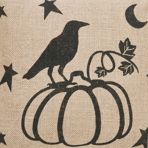 Raven and Pumpkin Pillow Raven Bowl Filler Autumn Pillow 