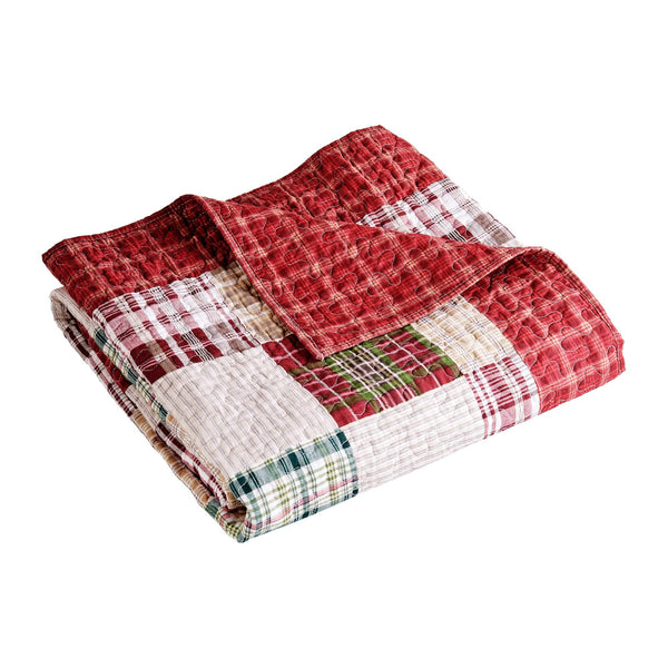 Oxford Red Quilted Throw Retro Barn Country Linens
