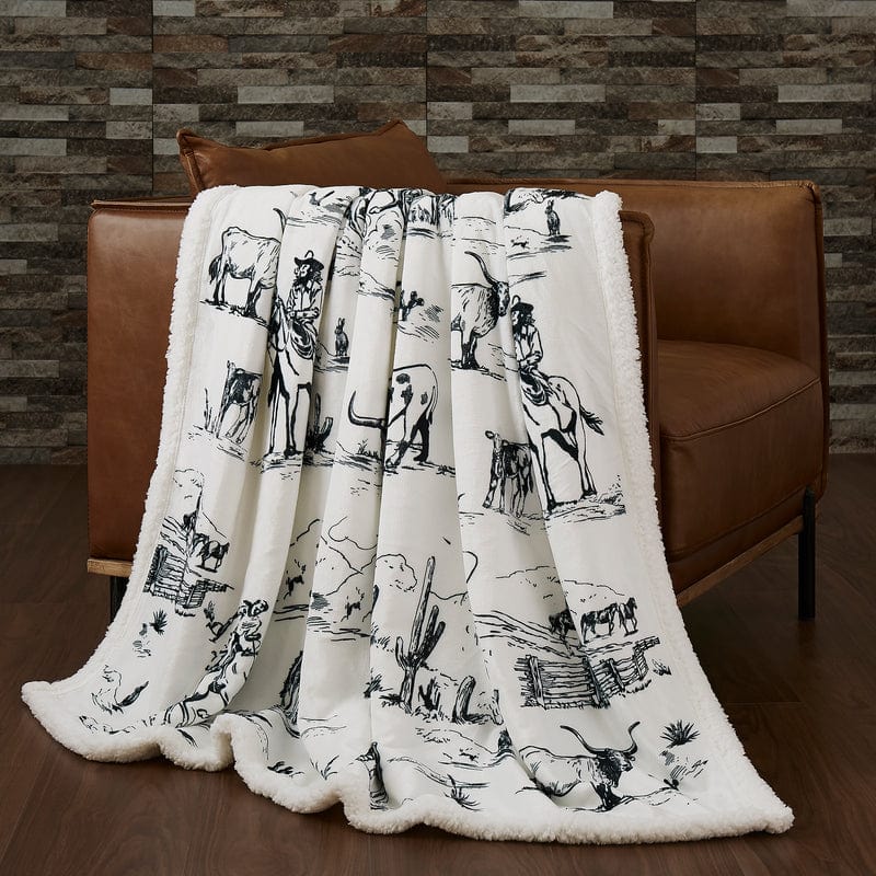 Ranch Life Western Throw Blanket- Black and White