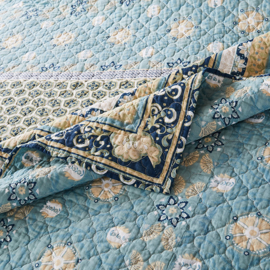 Thalia Blue Quilted Throw