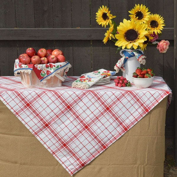 Tartan Red Plaid Tier Set - Retro Barn Country Linens