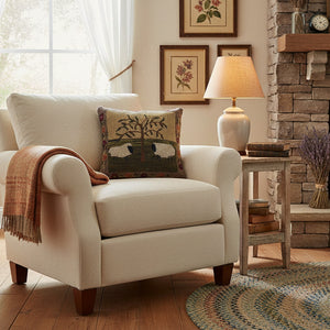 Willow and Sheep Hooked Pillow