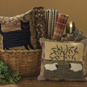 Willow and Sheep Hooked Pillow