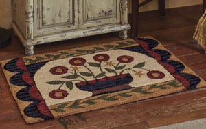 Flower Basket Hooked Accent Rug