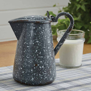 Enamelware Gray Pitcher with Lid