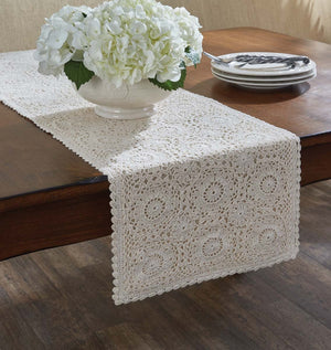 Crochet Lace Cream Table Runner
