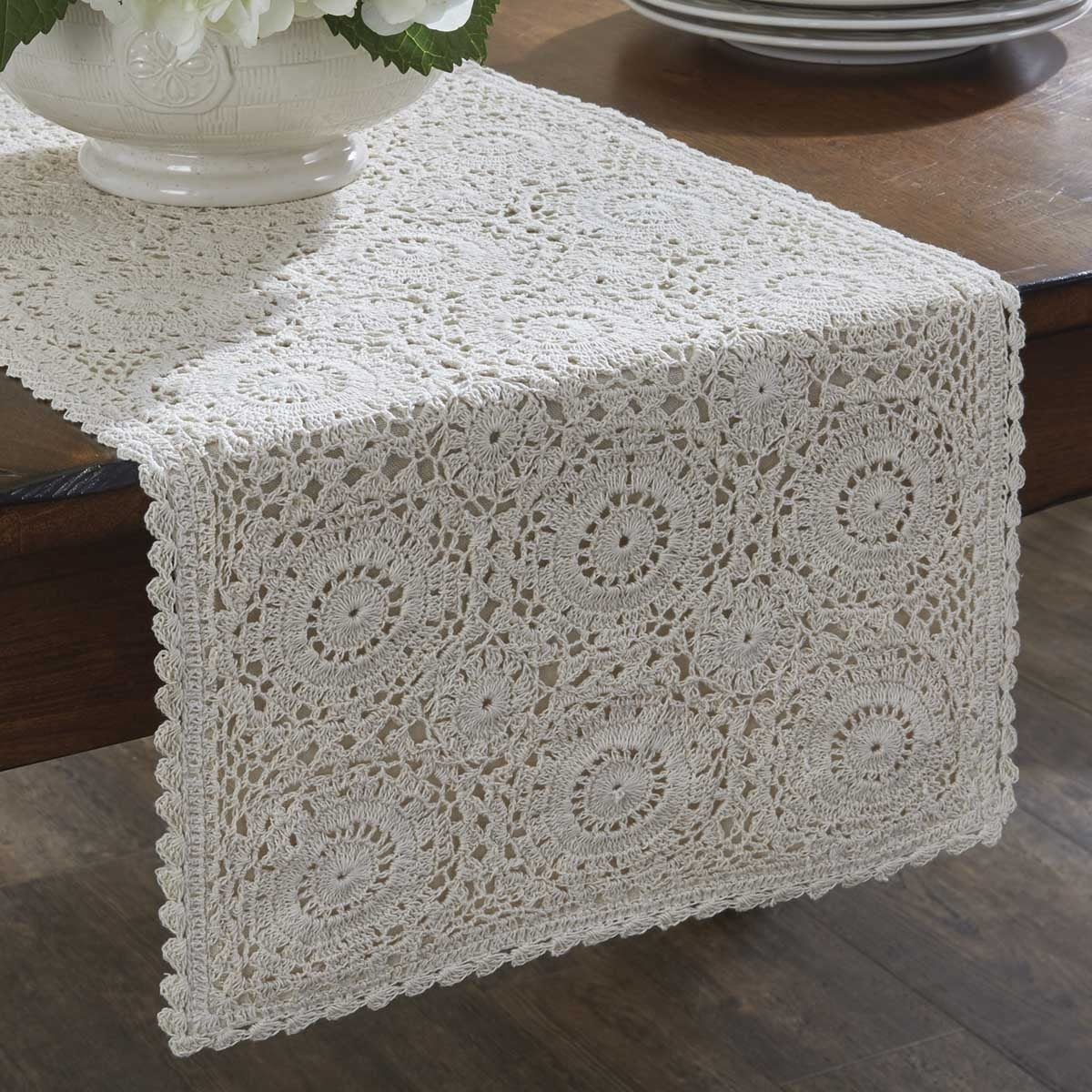 Crochet Lace Cream Table Runner