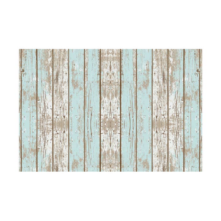 Vintage Blue Faux Wood Vinyl Floor Mat