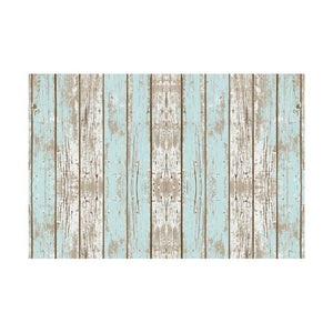 Vintage Blue Faux Wood Vinyl Floor Mat