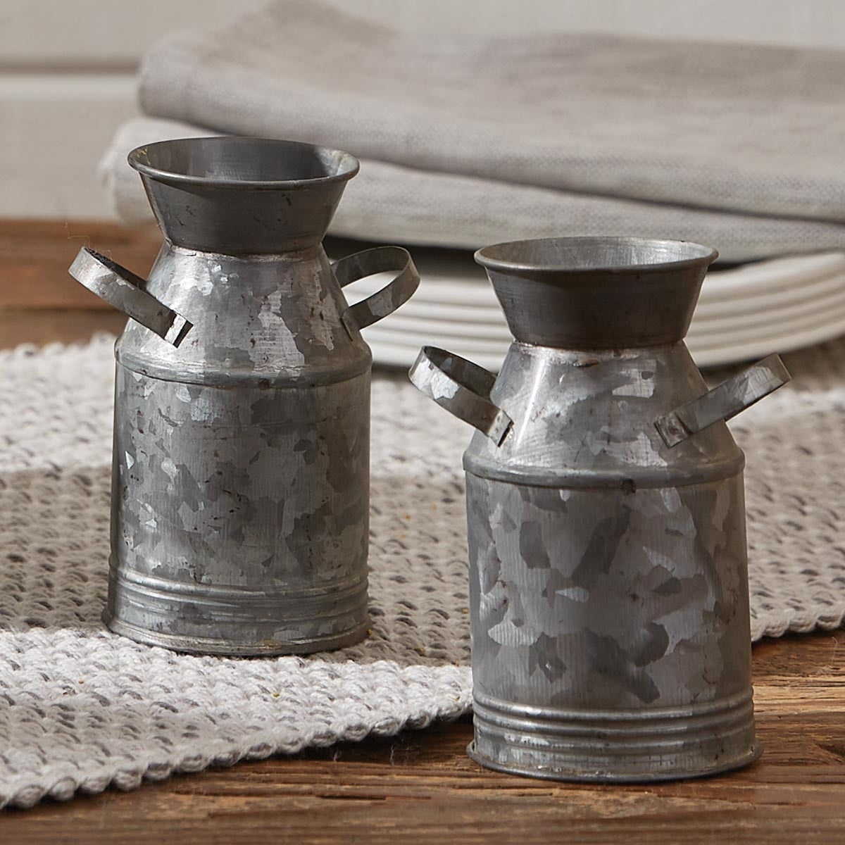 Galvanized Milk Can Salt and Pepper Shaker Set