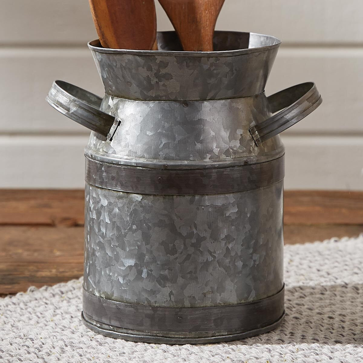 Galvanized Milk Can Utensil Crock