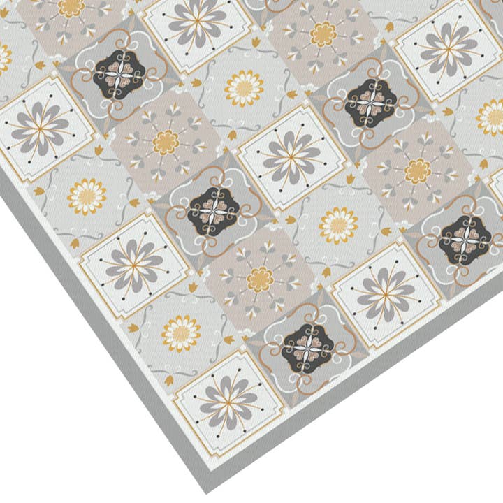 Gray and Yellow Tile Vinyl Floor Mat
