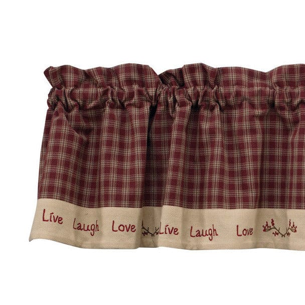 Sturbridge Wine Plaid Embroidered Valance