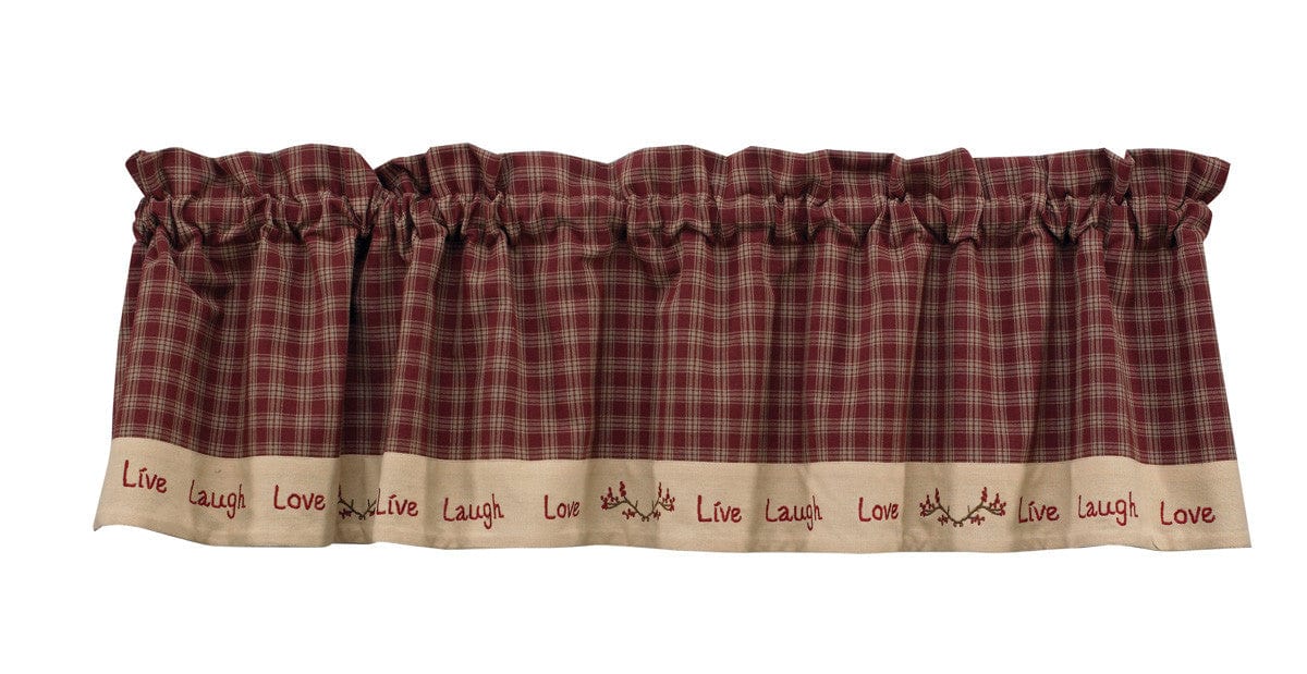 Sturbridge Wine Plaid Embroidered Valance