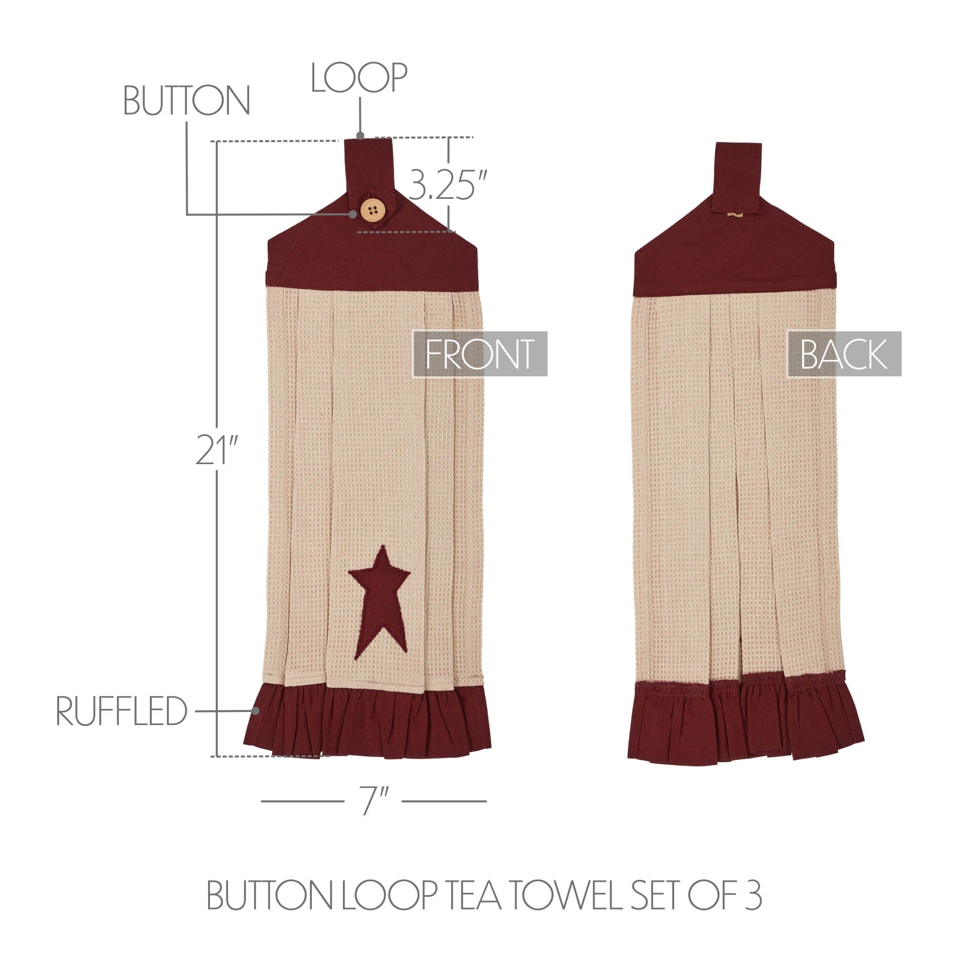 Connell Button Loop Tea Towel Set of 3