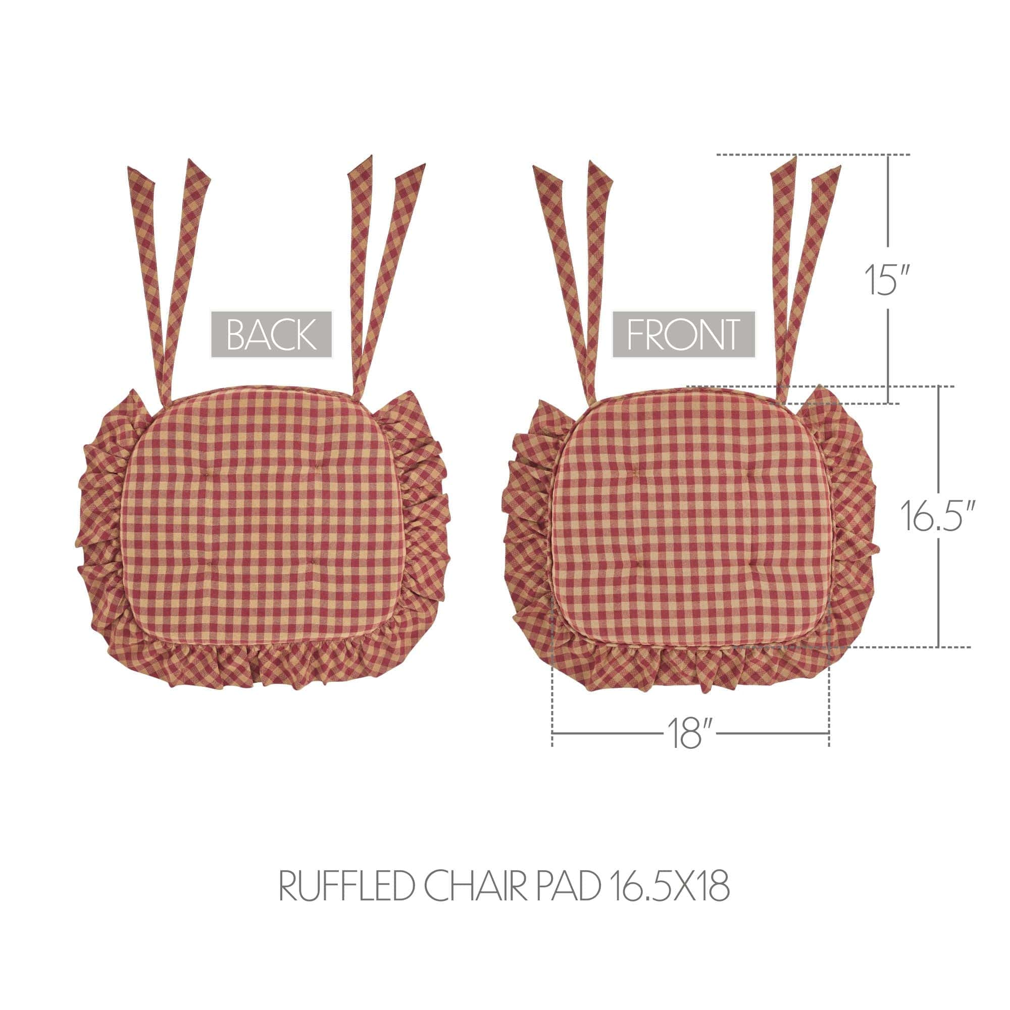 Burgundy Check Ruffled Chair Pad