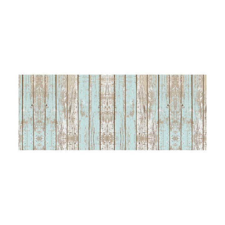 Vintage Blue Faux Wood Vinyl Floor Mat