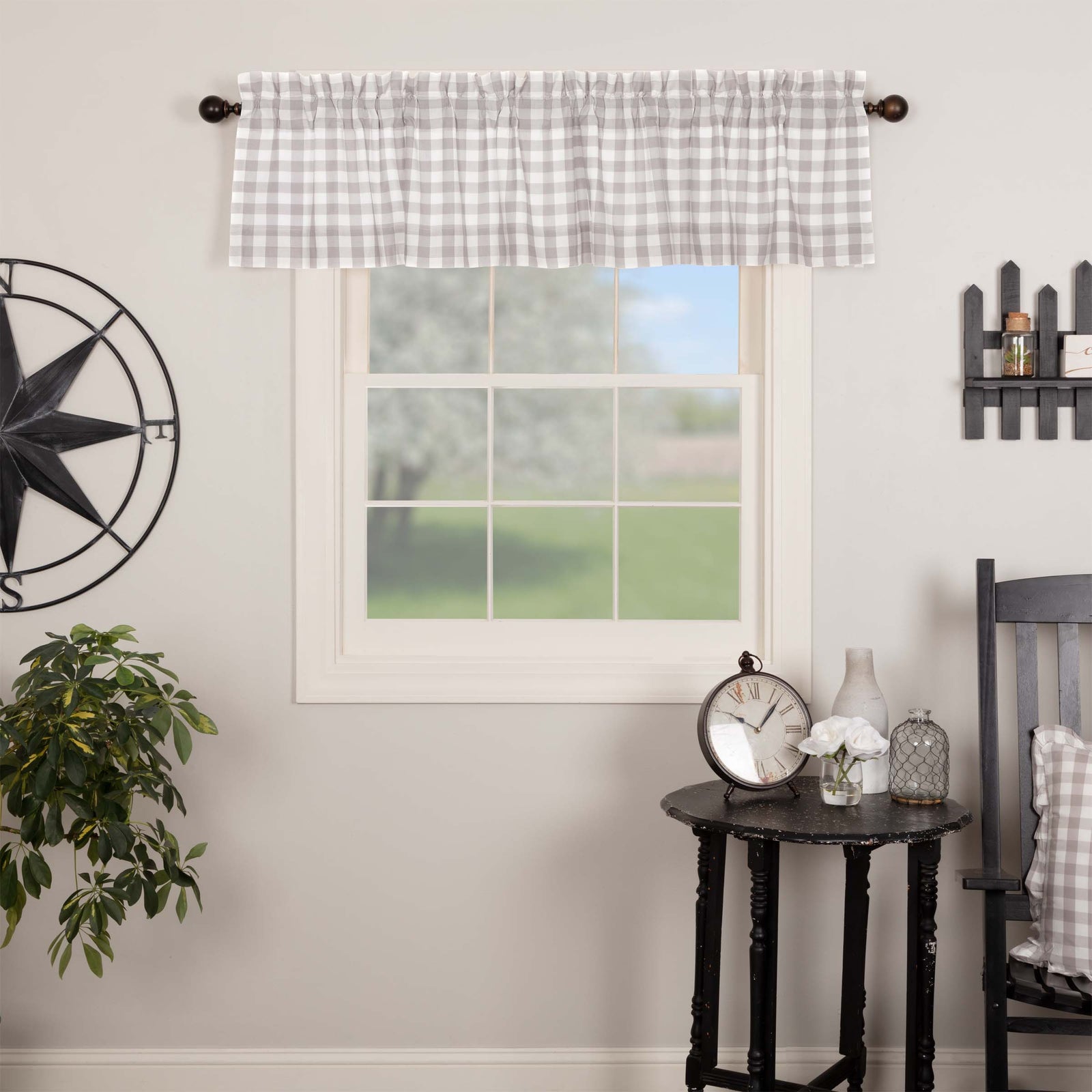 Annie Buffalo Check Valance - Grey
