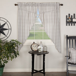 Annie Buffalo Check Prairie Curtain - Grey