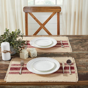 Burlap Red Stripe Placemat Set of 6