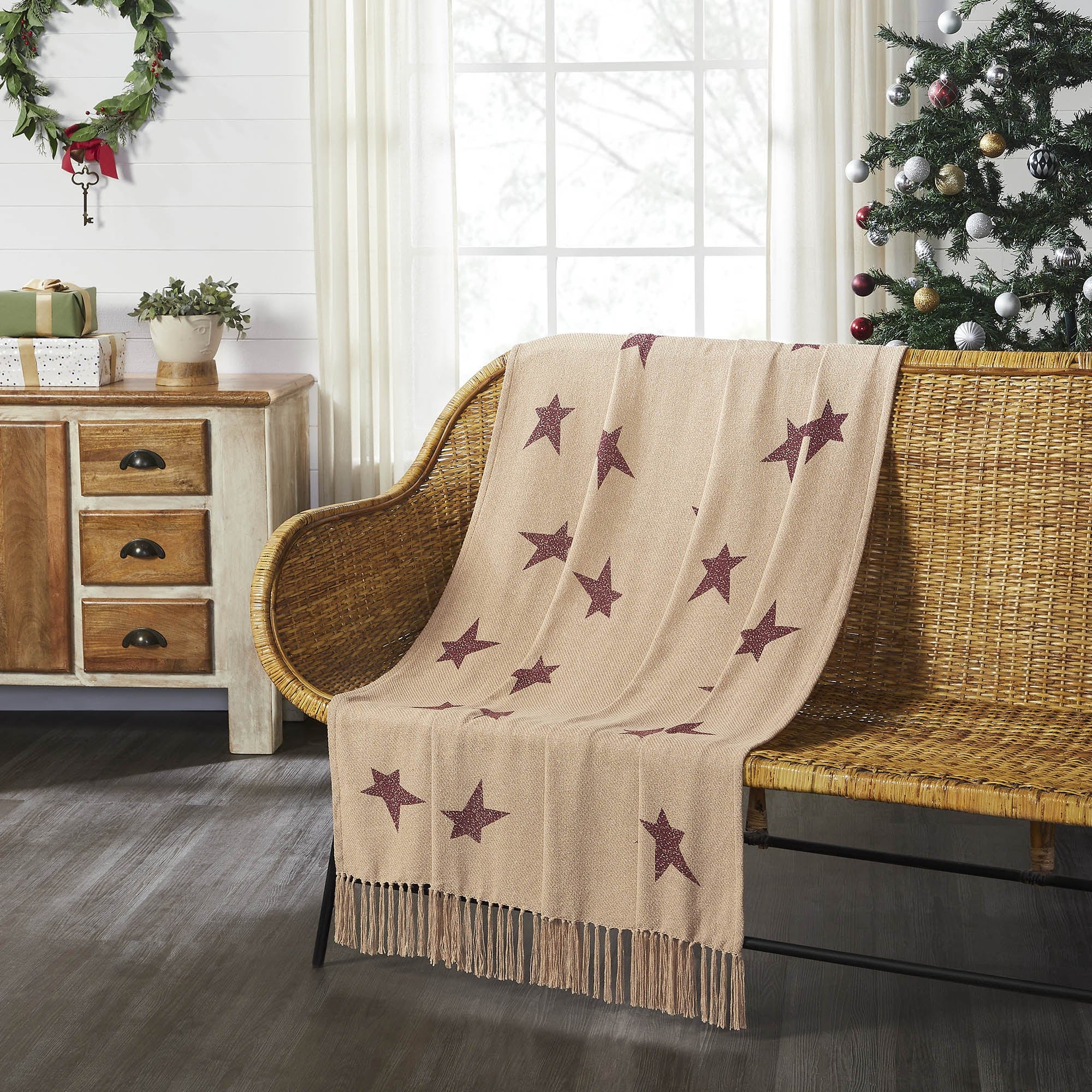 Gable Primitive Star Woven Throw - Retro Barn Country Linens