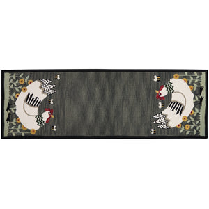 My Little White Hen Hooked Runner Rug