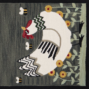 My Little White Hen Hooked Runner Rug