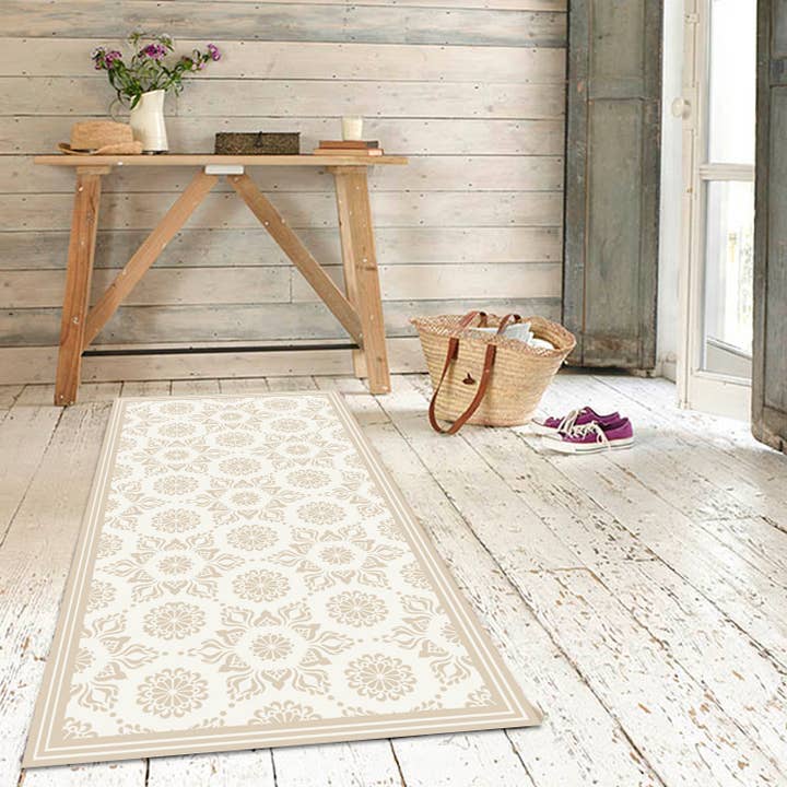 Sand Flower Vinyl Floor Cloth Mat 5 ft Runner