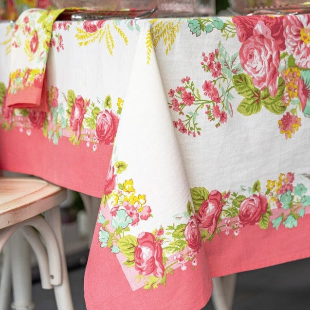 Marion Coral Tablecloth - Retro Barn Country Linens
