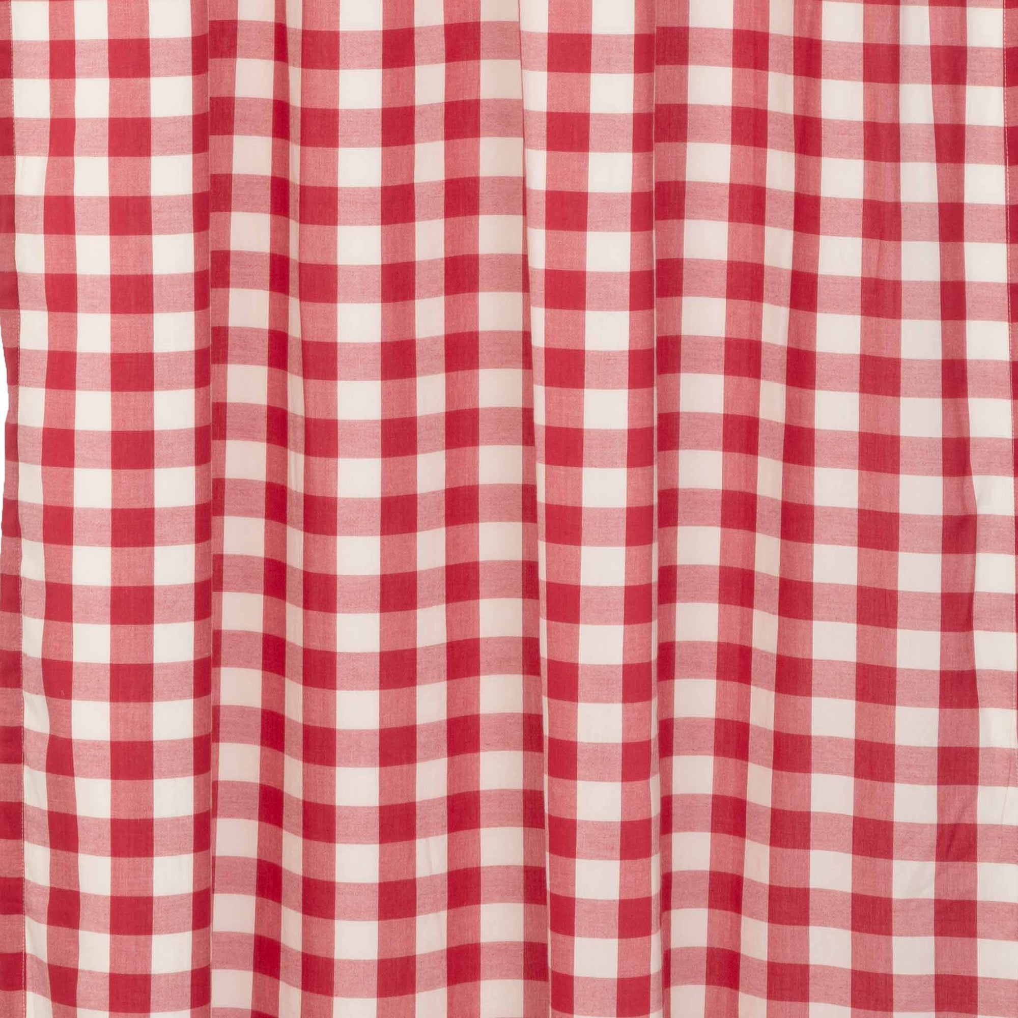 Annie Buffalo Check Ruffled 84" Panel Set - Red