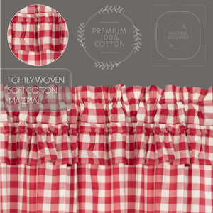 Annie Buffalo Check Ruffled Prairie Curtain - Red