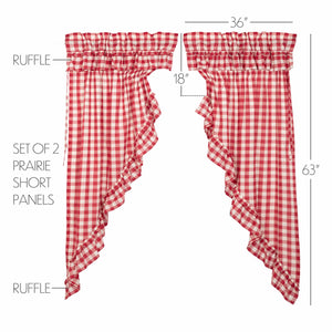 Annie Buffalo Check Ruffled Prairie Curtain - Red