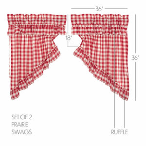 Annie Buffalo Ruffled Prairie Swag - Red