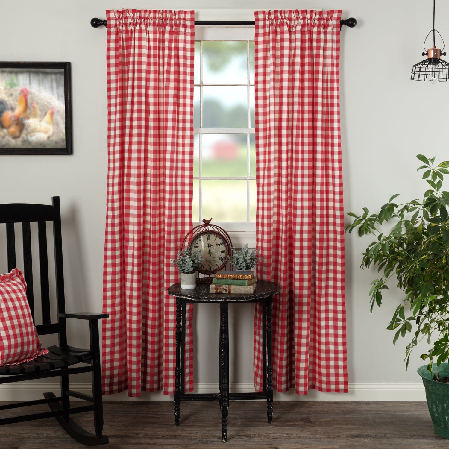 Annie Buffalo Check 84" Panel Set - Red