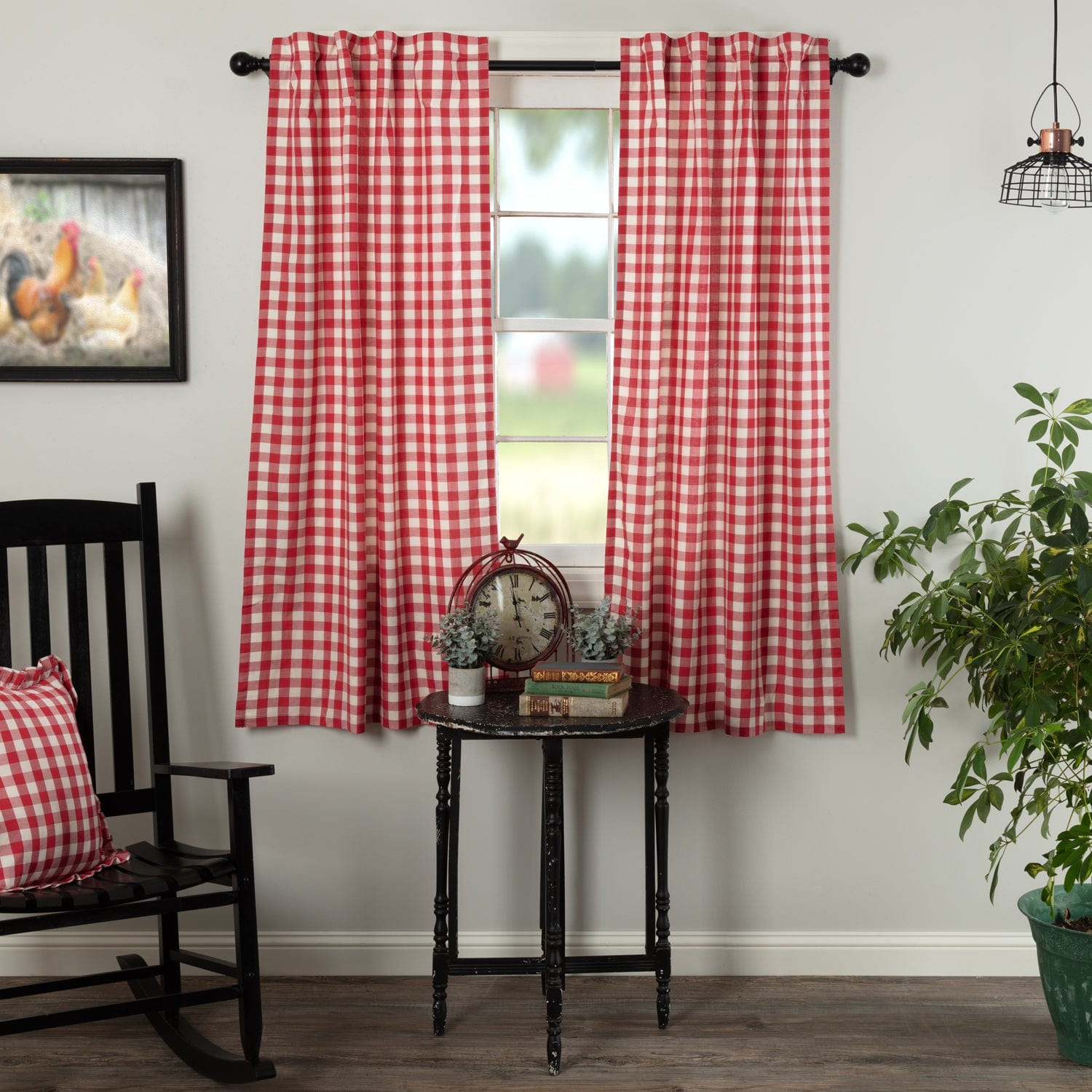 Annie Buffalo Check 63" Panel Set - Red