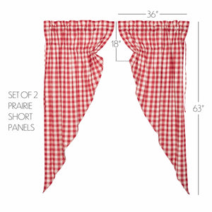 Annie Buffalo Check Prairie Curtain - Red