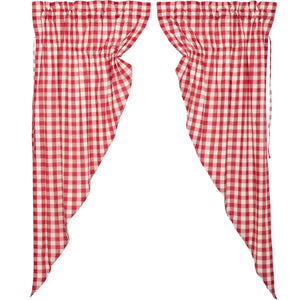 Annie Buffalo Check Prairie Curtain - Red