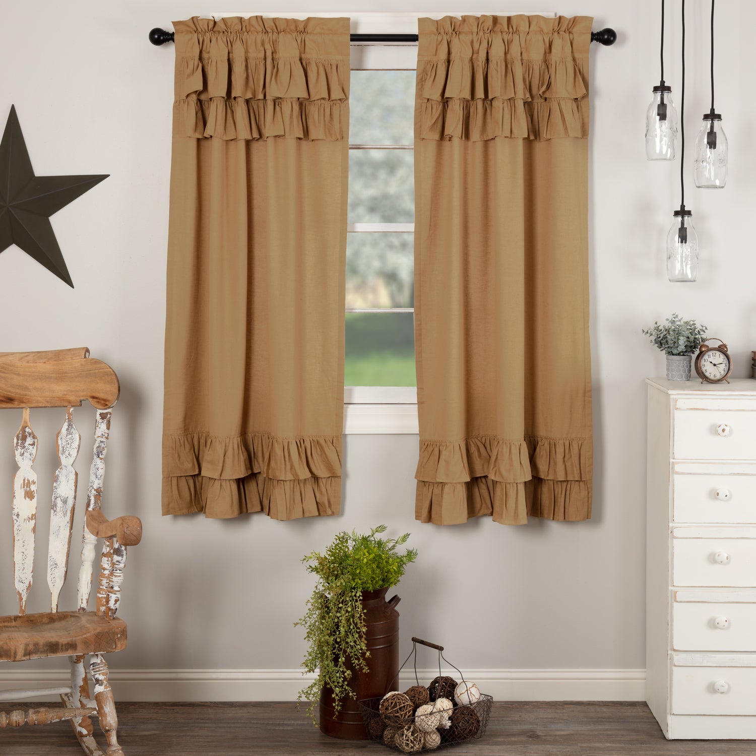 Simple Life Flax 63" Ruffled Panel Set