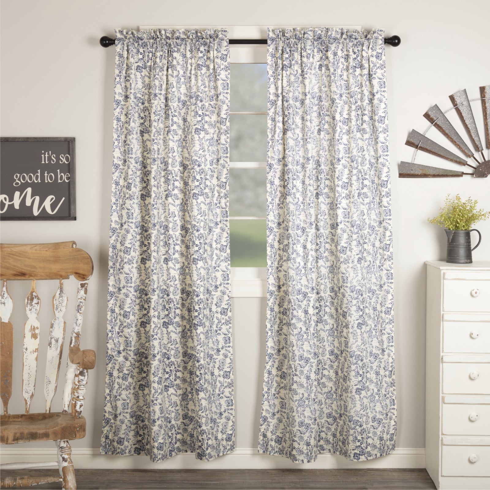 Doylestown Blue Floral 84" Panel Set