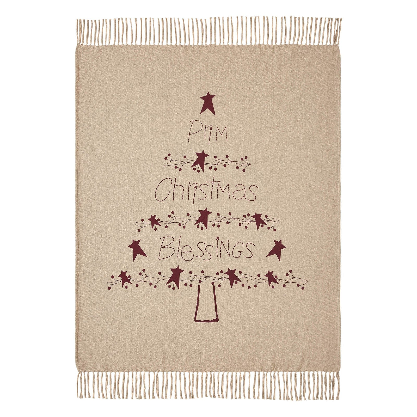 Prim Christmas Blessings Woven Throw