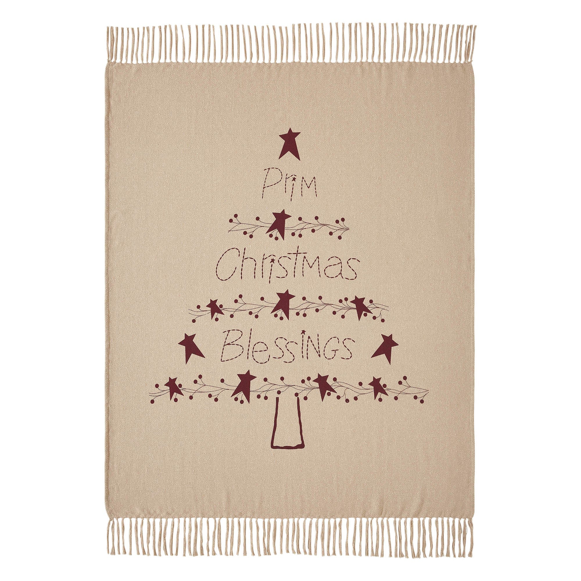 Prim Christmas Blessings Woven Throw