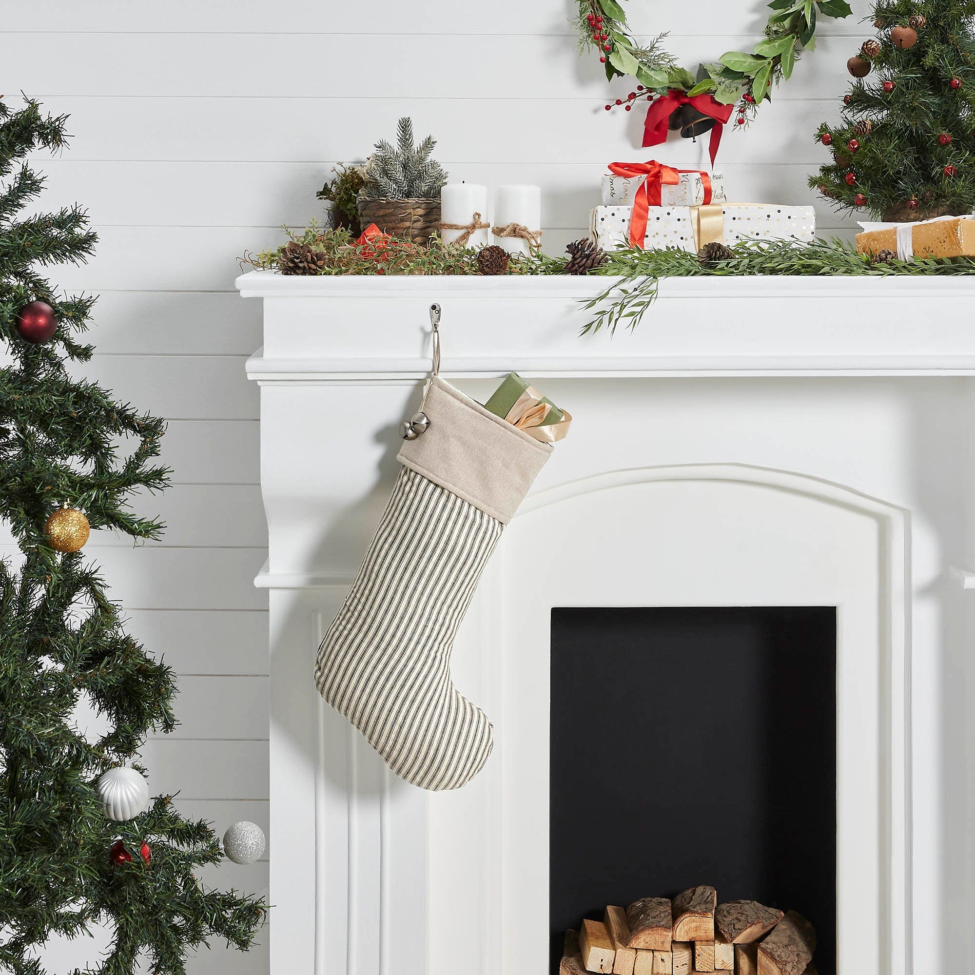 Sawyer Mill Charcoal Ticking Stripe Stocking