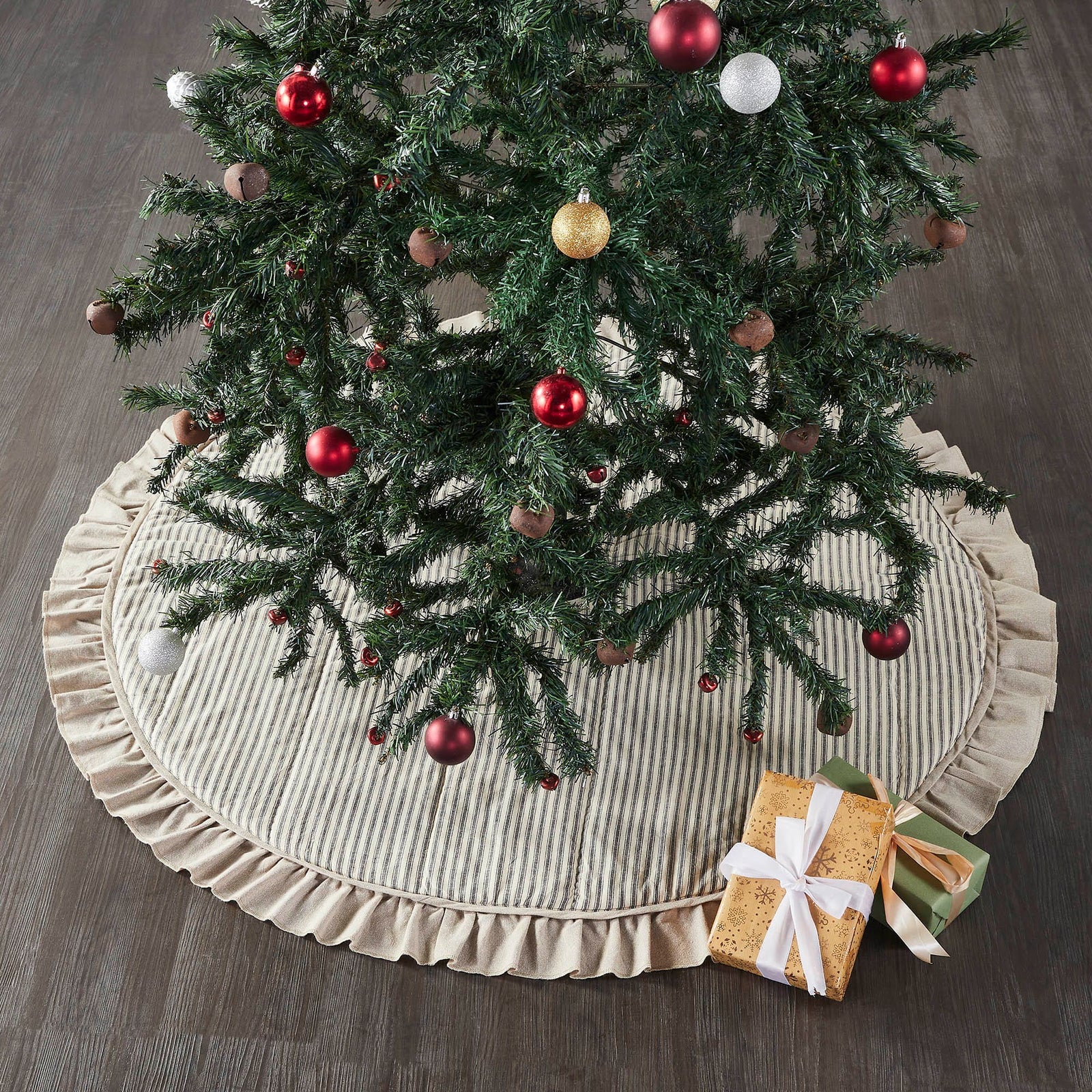 Sawyer Mill Charcoal Ticking Stripe Tree Skirt