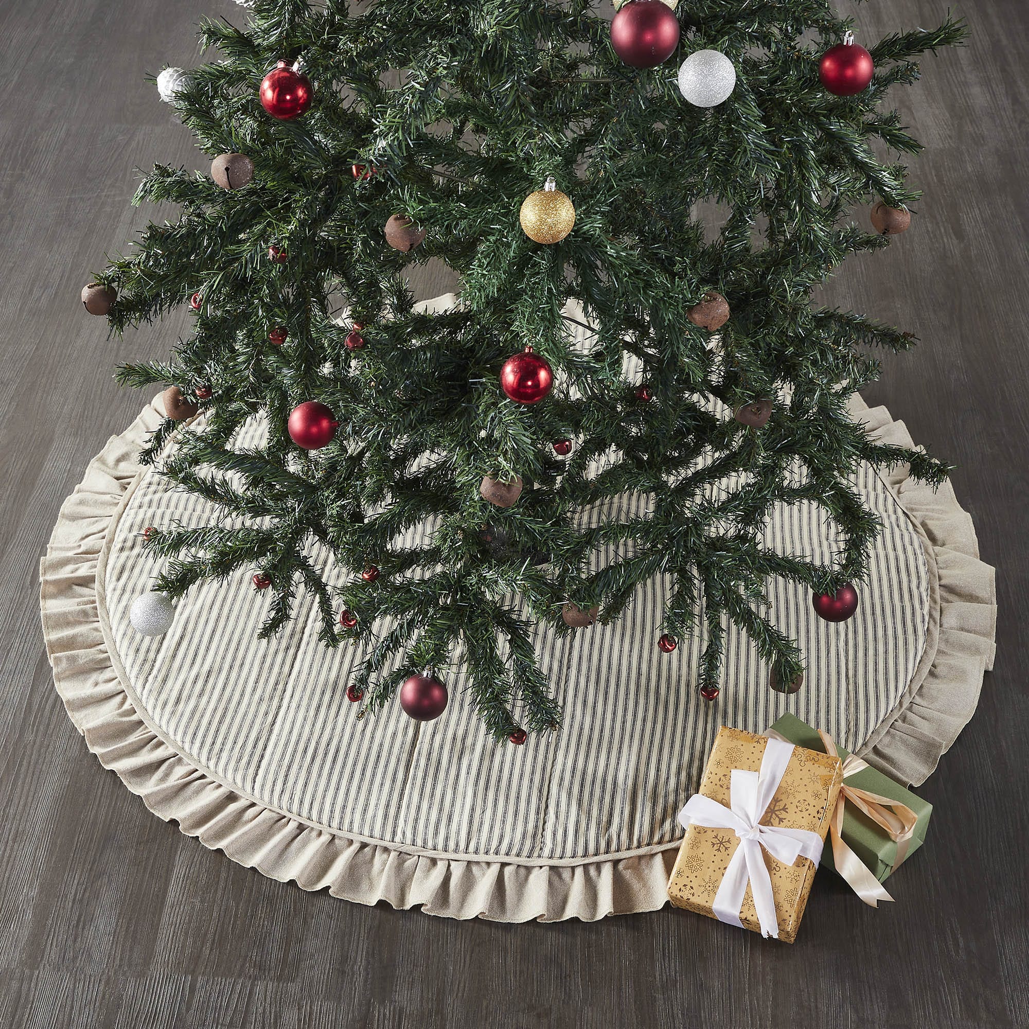 Sawyer Mill Charcoal Ticking Stripe Tree Skirt