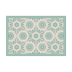 Turquoise Flower Vinyl Floor Mat