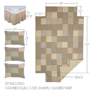 Sawyer Mill Charcoal Patchwork Block 5pc Daybed Quilt Set