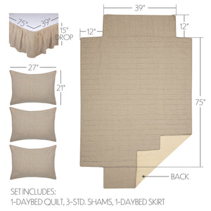 Sawyer Mill Charcoal Ticking Stripe 5pc Daybed Quilt Set