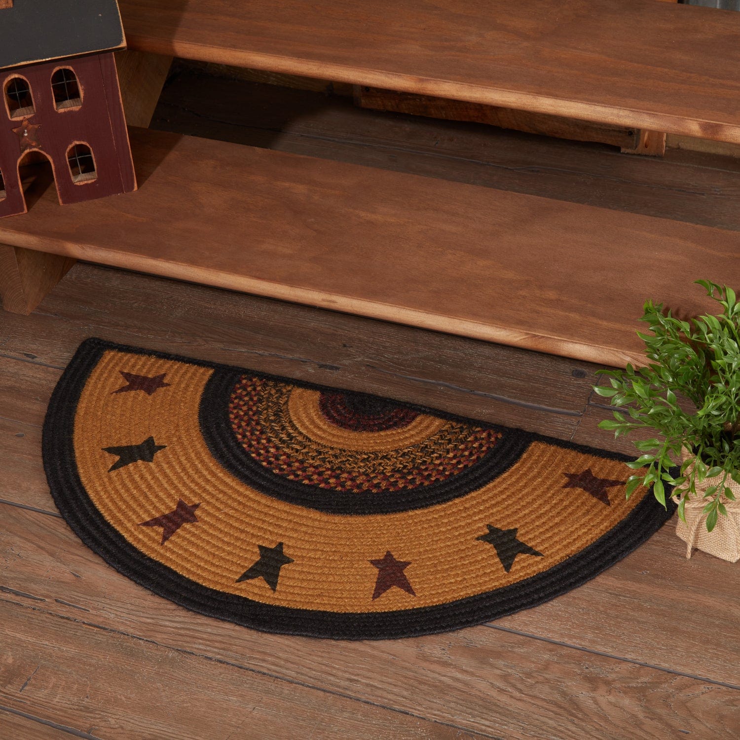 Half Circle Rustic Rugs Heritage Farms Half Circle Star Rug - Retro Barn Country Linens