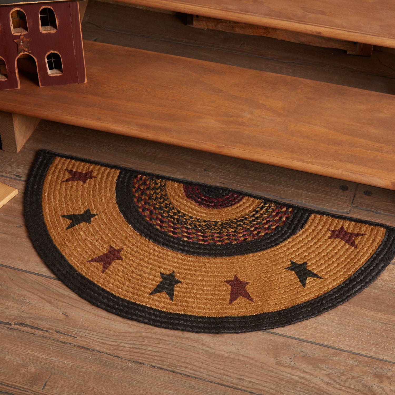 Half Circle Rustic Rugs Heritage Farms Half Circle Star Rug - Retro Barn Country Linens